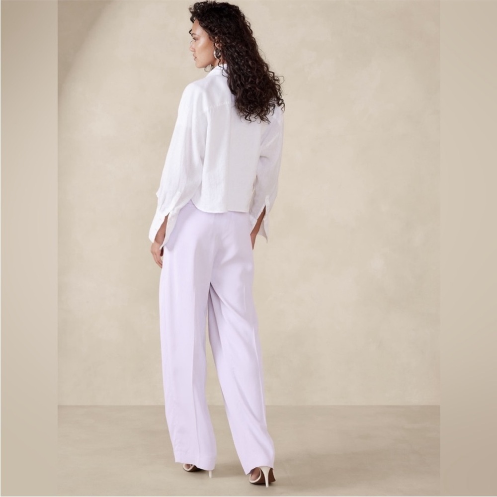 NWT Banana Republic Violet High-Rise Pleated Viscose Twill Pant 8 LONG 📰 - Picture 2 of 7